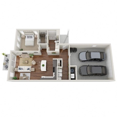 Floor plan for 1 bed, 1 bath, 914 sqft